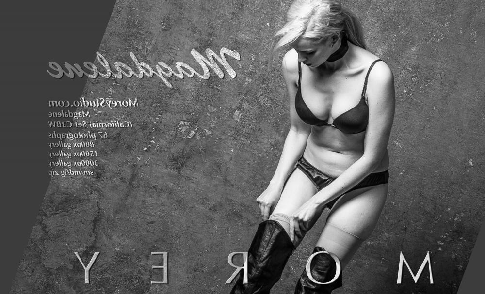 11P Blonde babe Magdalene poses in black and white