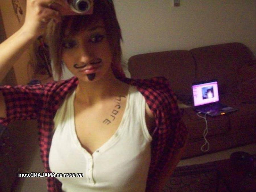 16P Cute brunette girlfriend self-shooting in pirate costume