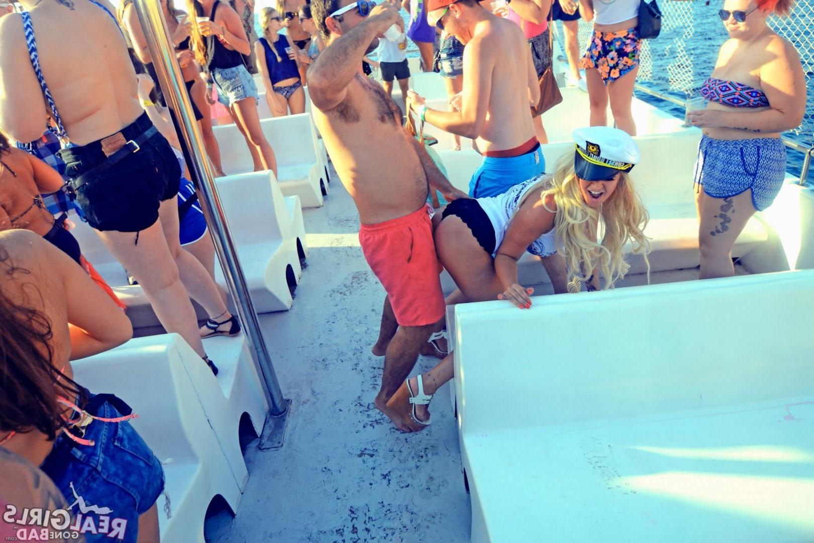 12P College coeds have a party on a boat during spring break