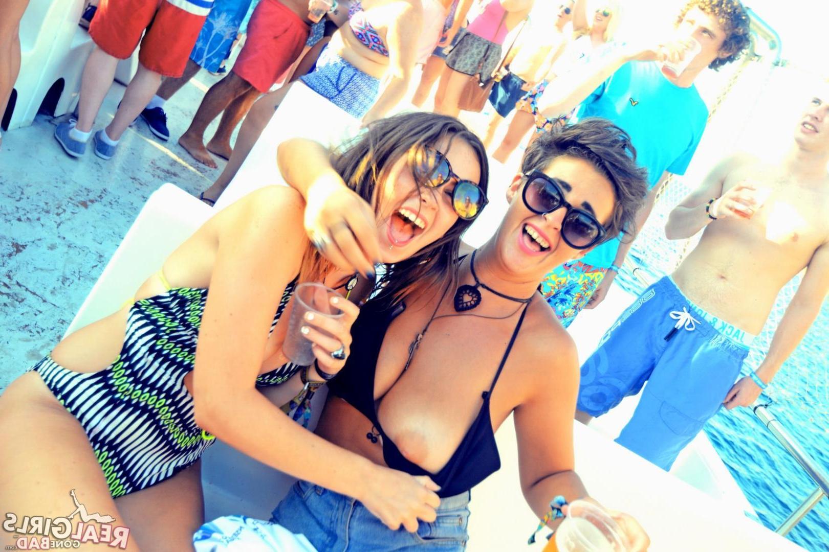 12P College coeds have a party on a boat during spring break