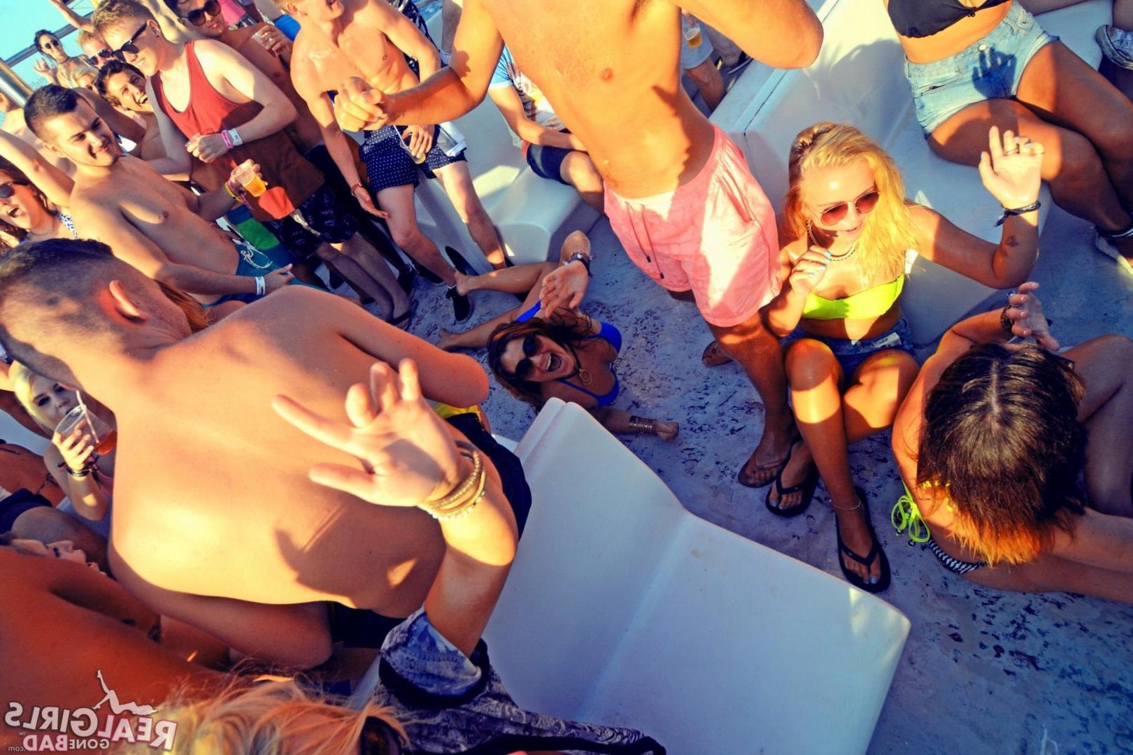 12P College coeds have a party on a boat during spring break