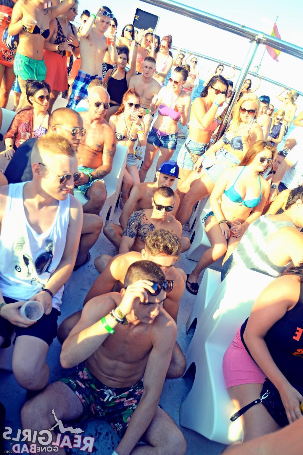 12P College coeds have a party on a boat during spring break