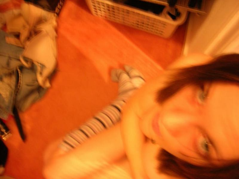 14P Brunette coed shares some selfies of her perky tits