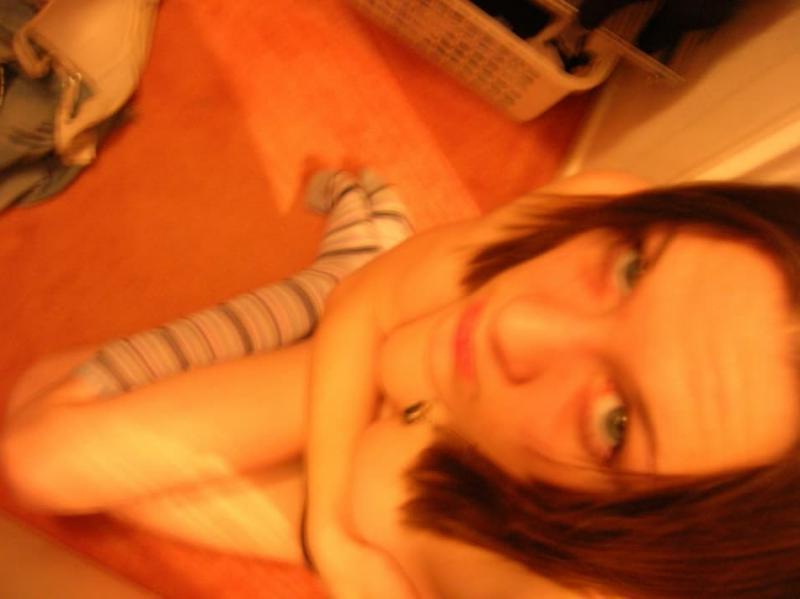 14P Brunette coed shares some selfies of her perky tits