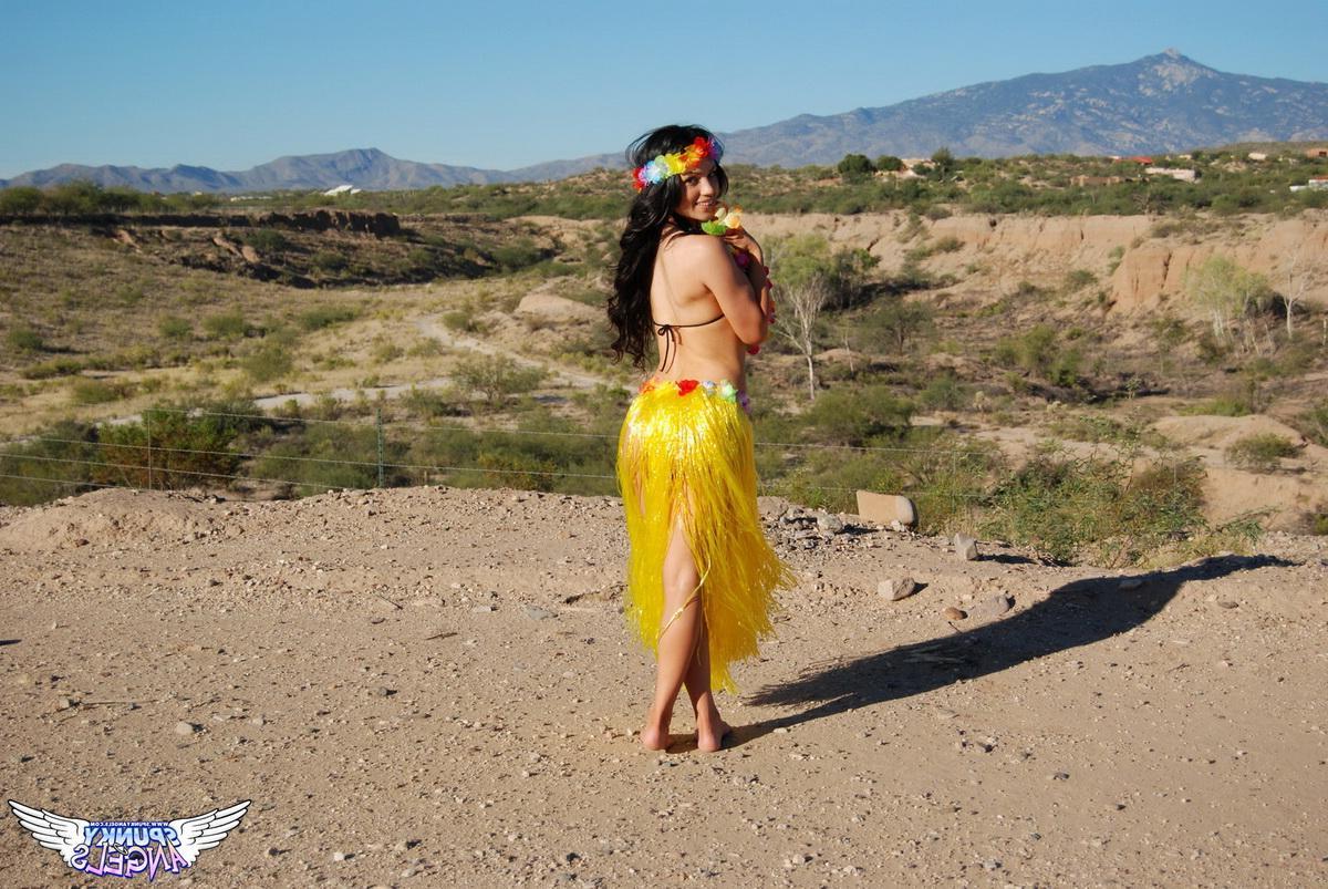 12P Tianna shows off her tight body in her hula outfit outdoors