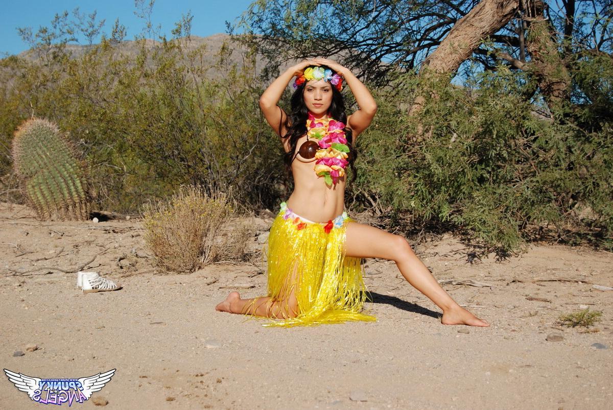 12P Tianna shows off her tight body in her hula outfit outdoors