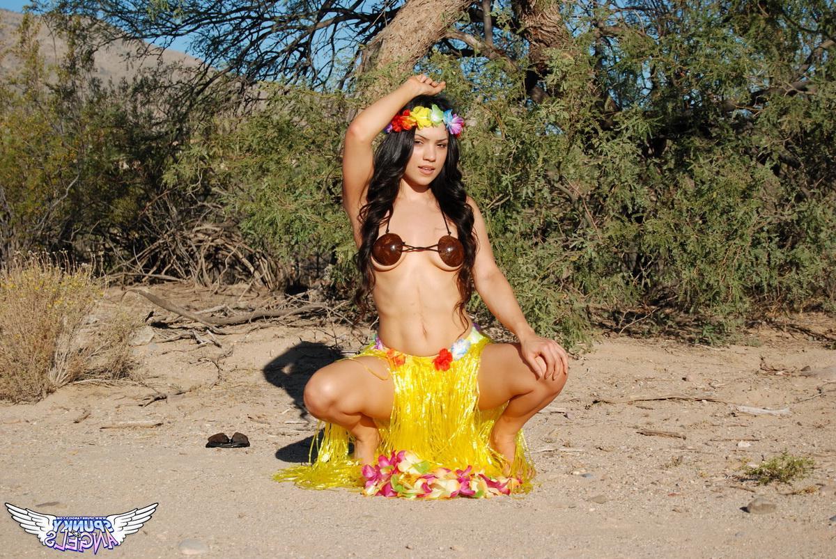 12P Tianna shows off her tight body in her hula outfit outdoors