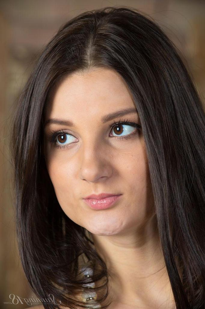 16P Beautiful brunette Dana strips out of her blue dress in "Oriental Beauty"