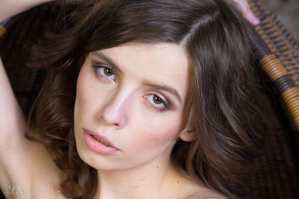 16P Brunette teen Karen strips out of her dress
