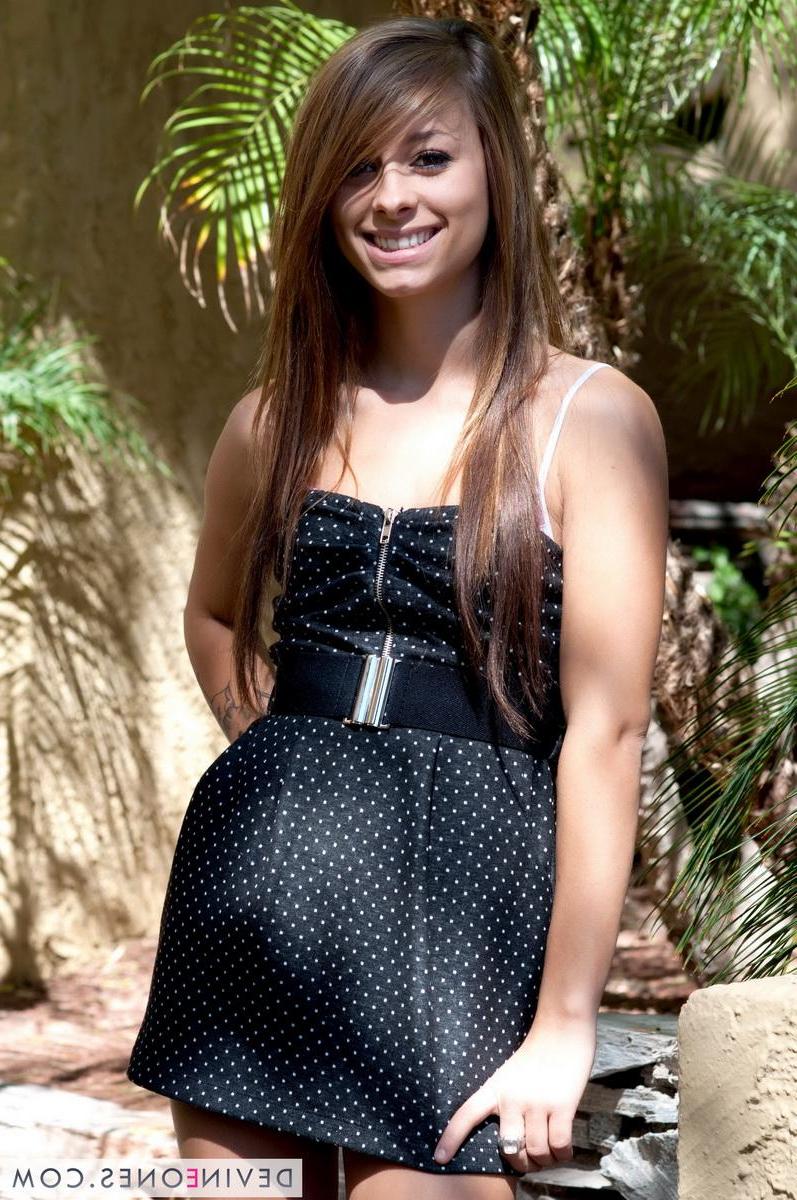 20P Pictures of teen girl Riley flashing her panties outside