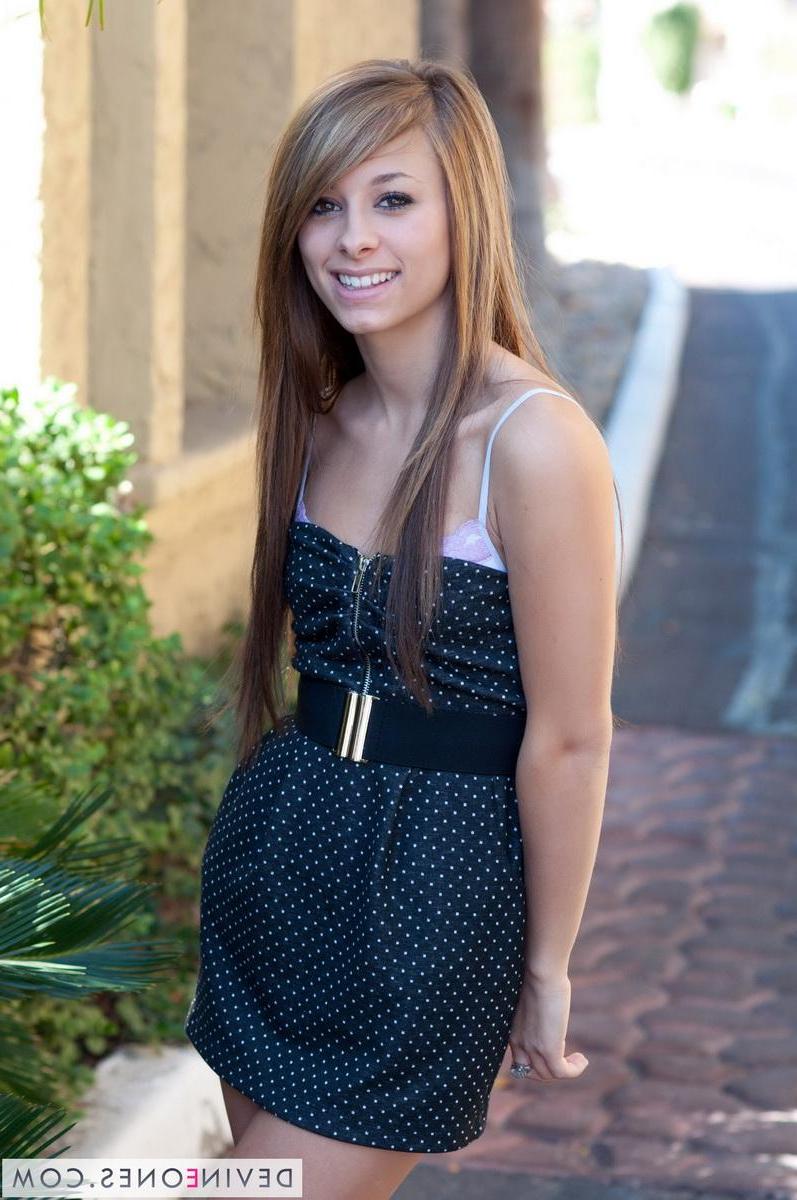 20P Pictures of teen girl Riley flashing her panties outside