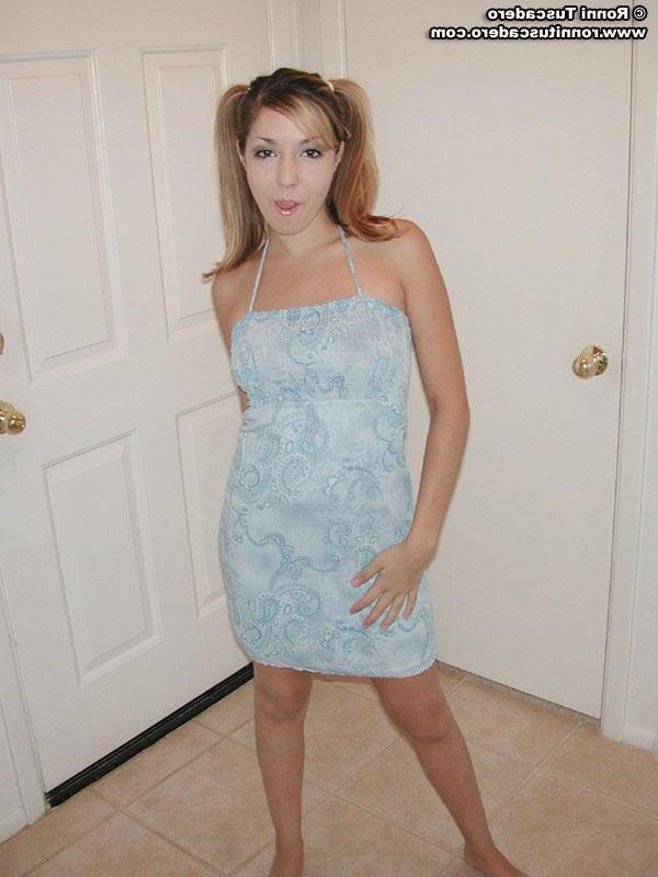 20P Ronni Tuscadero slips off her dress to show you her panties