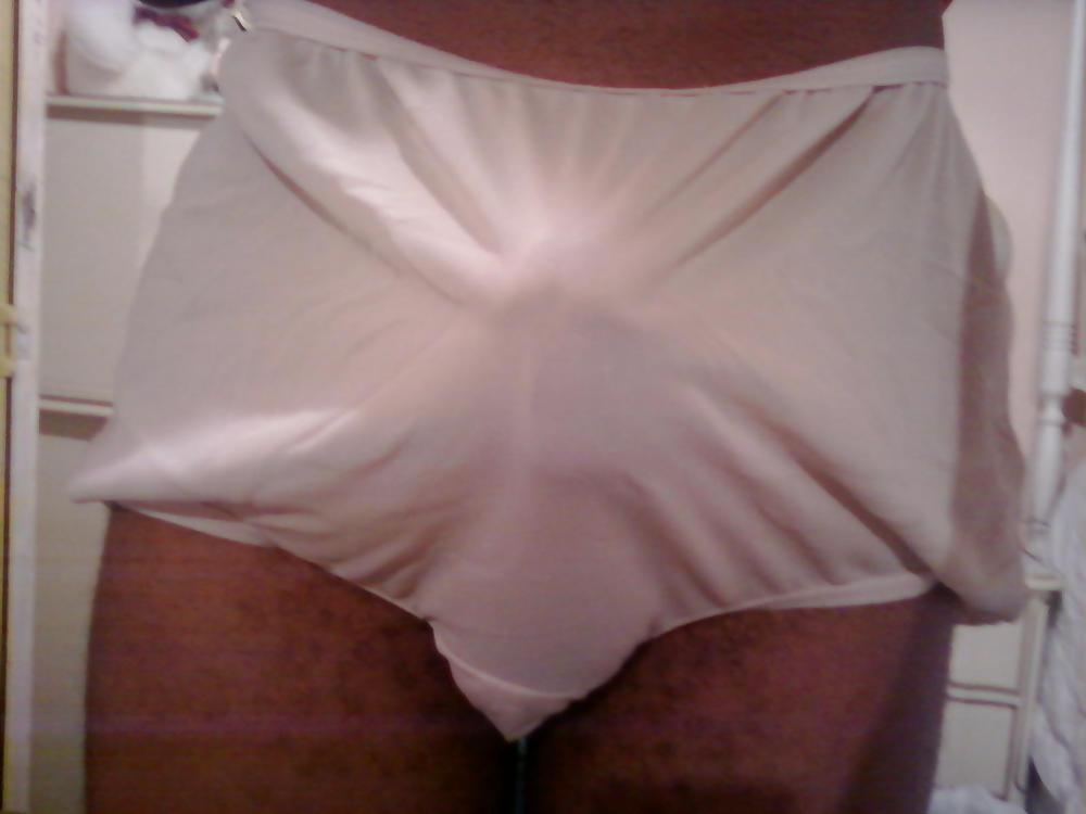 10P Cotton yellow panties + my moms nylon panties