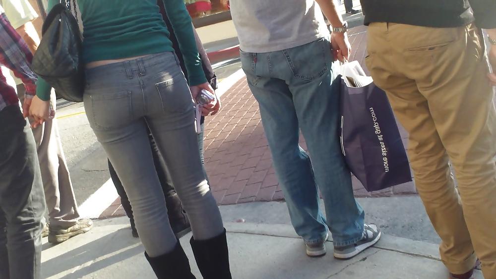 20P Sexy smooth teen ass & butt in blue jeans