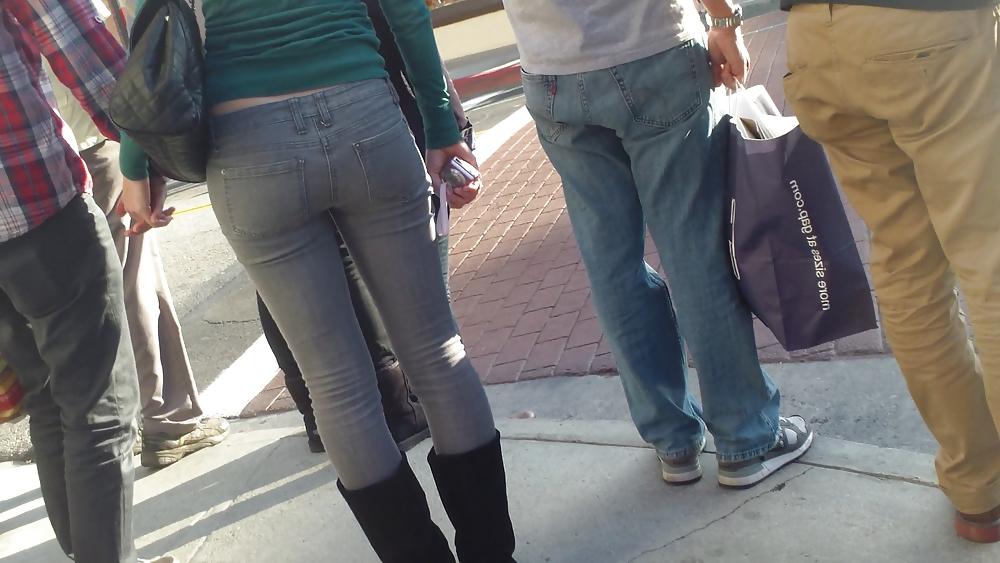20P Sexy smooth teen ass & butt in blue jeans