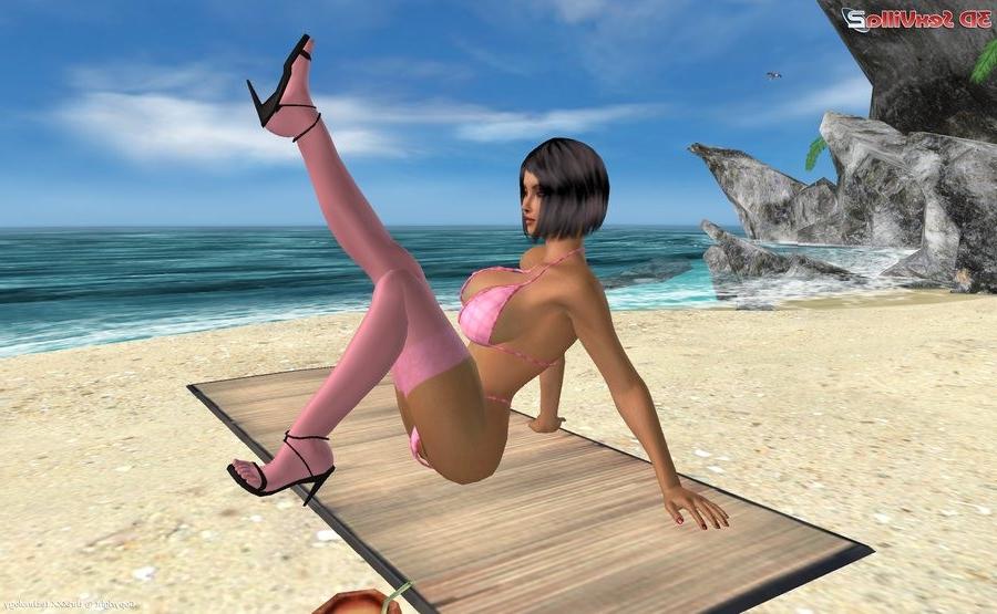 16P Busty bikini babe gives a footjob at the beach