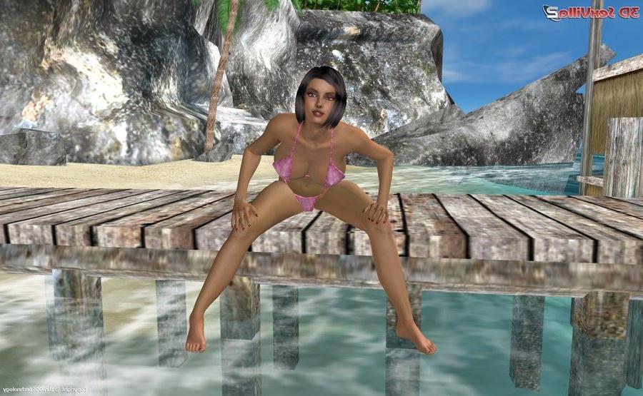 16P Busty bikini babe gives a footjob at the beach