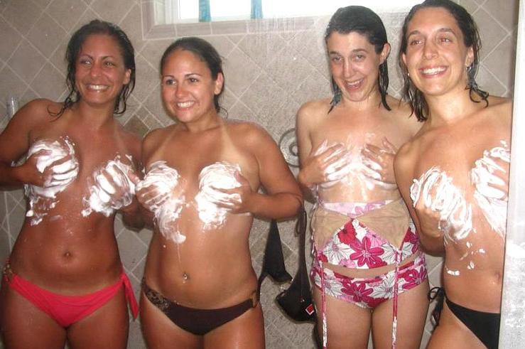 15P Drunk amateur girlfriends partying and flashing