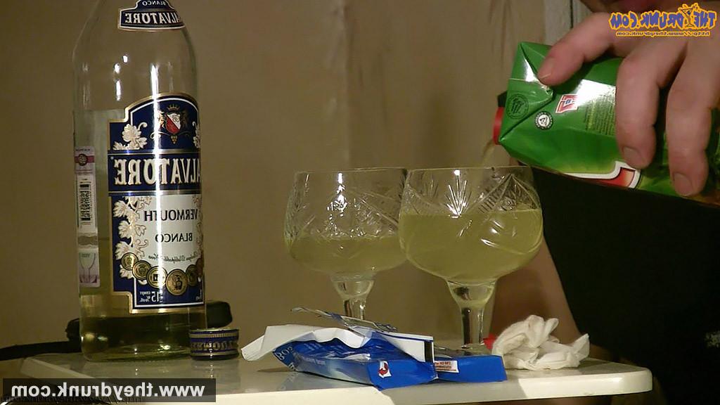 16P Drunk teen brunette Osya drinks vermouth with her friend and fin