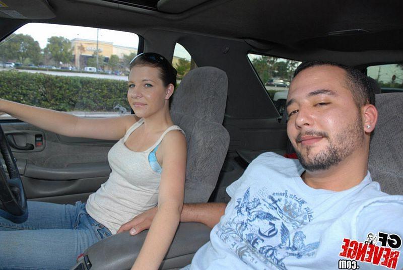 12P Horny girlfriend gives handjob and sex in moving car