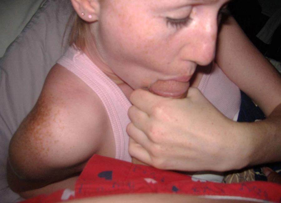 10P blonde in pink top has oral sex with two guys