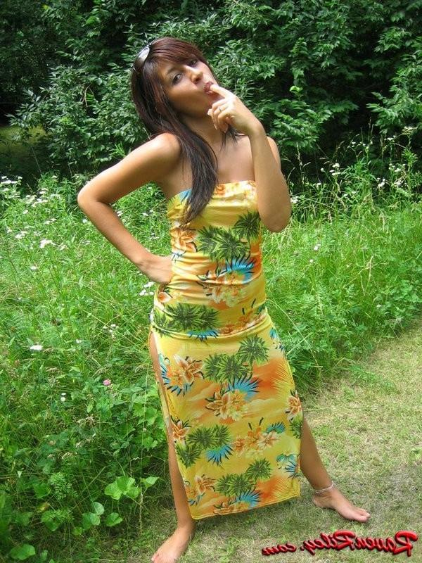 20P Raven Strips Her Sexy Spring Dress