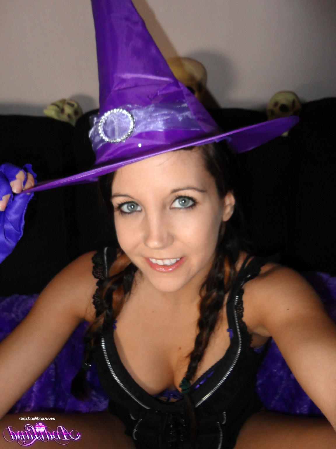 15P Cute teen girl in witch costume