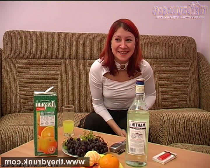 16P Drunk shaved teen redhead Anfisa drinks lot of alcohol and mastu