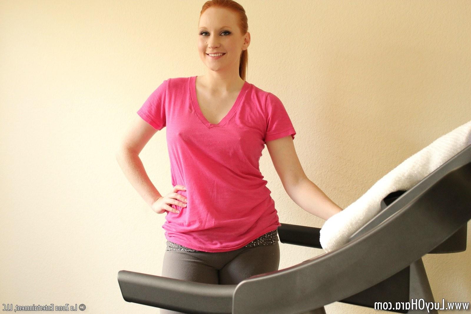 15P Busty redhead Lucy exercising and toying