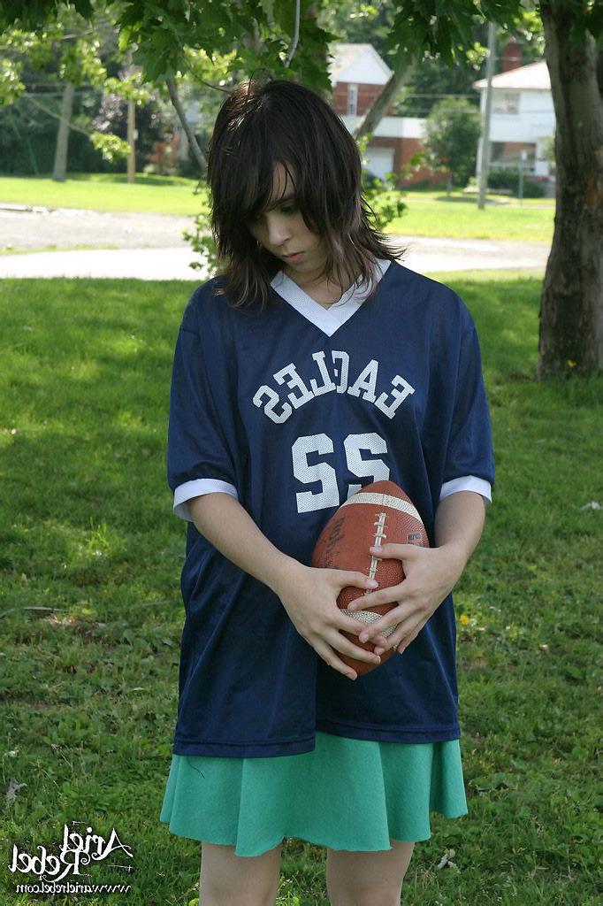 15P Sexy teen model in football jersey