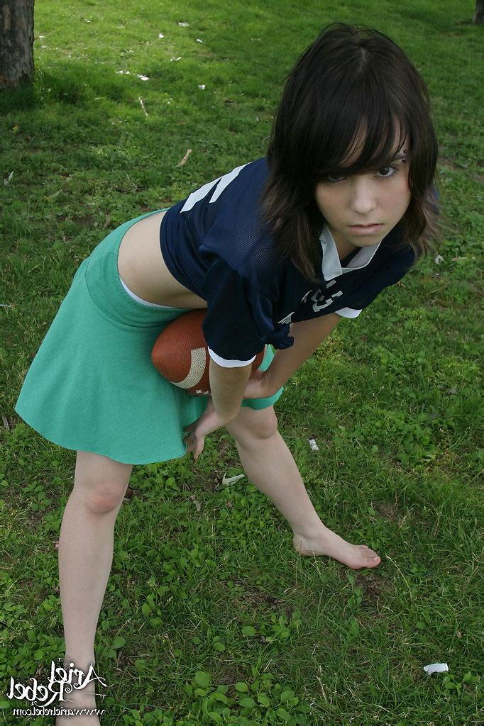 15P Sexy teen model in football jersey