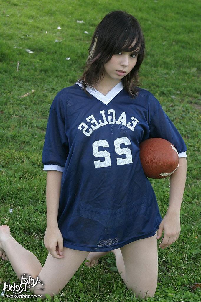 15P Sexy teen model in football jersey