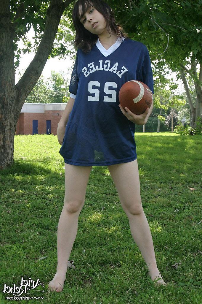 15P Sexy teen model in football jersey