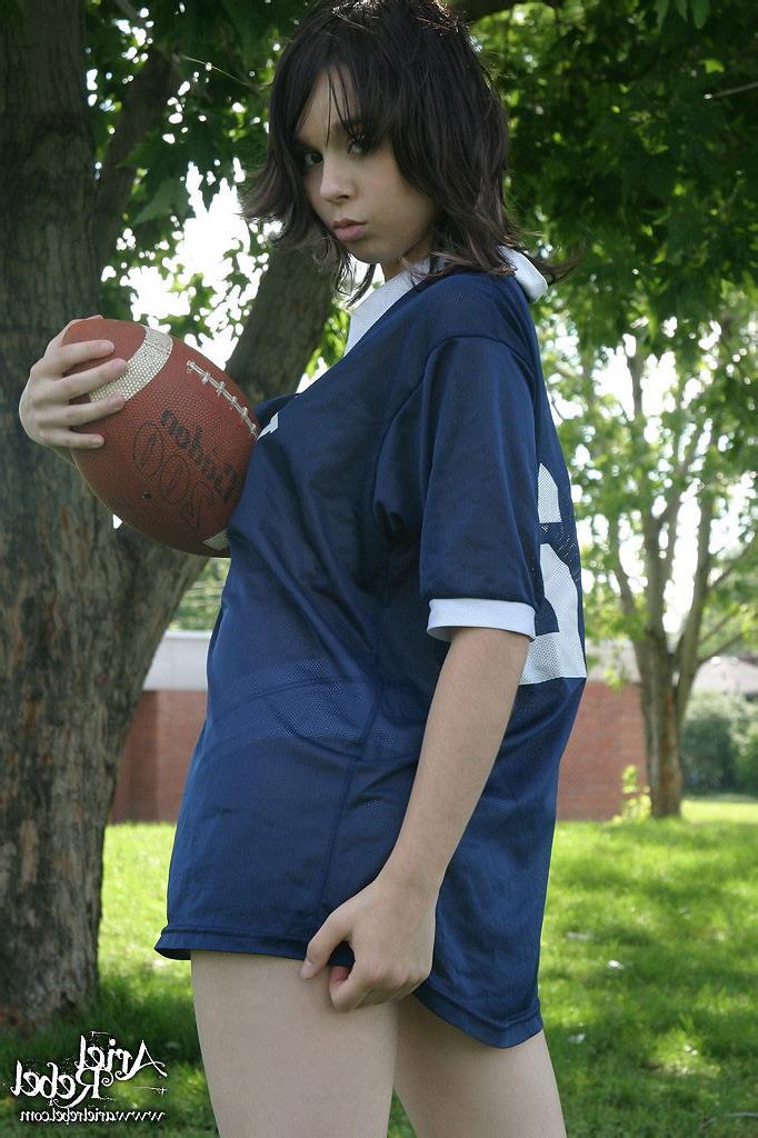 15P Sexy teen model in football jersey
