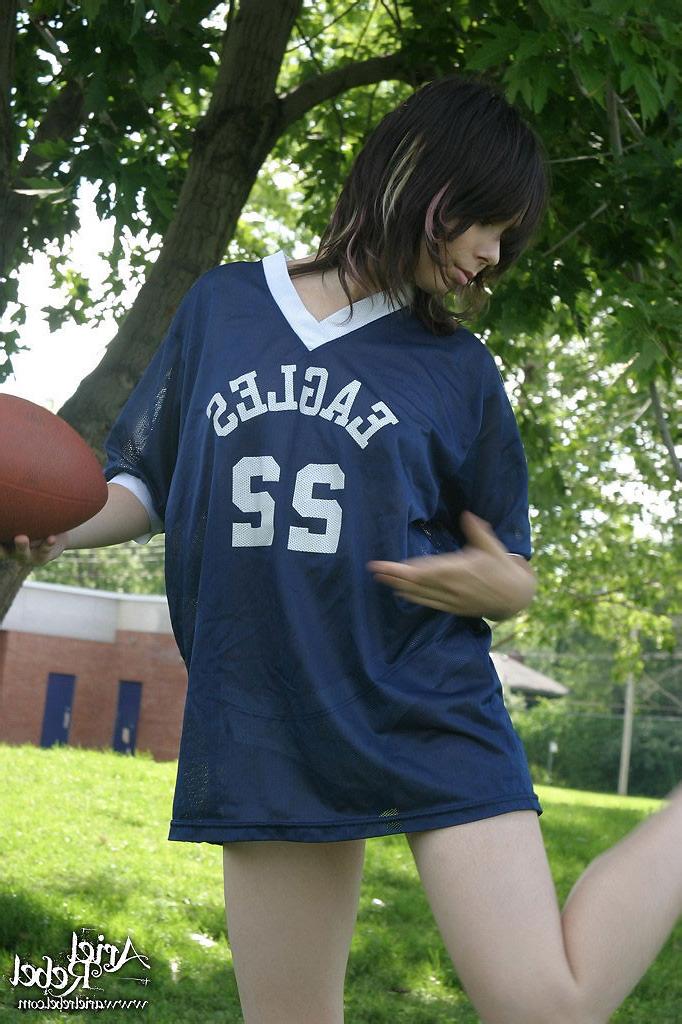 15P Sexy teen model in football jersey