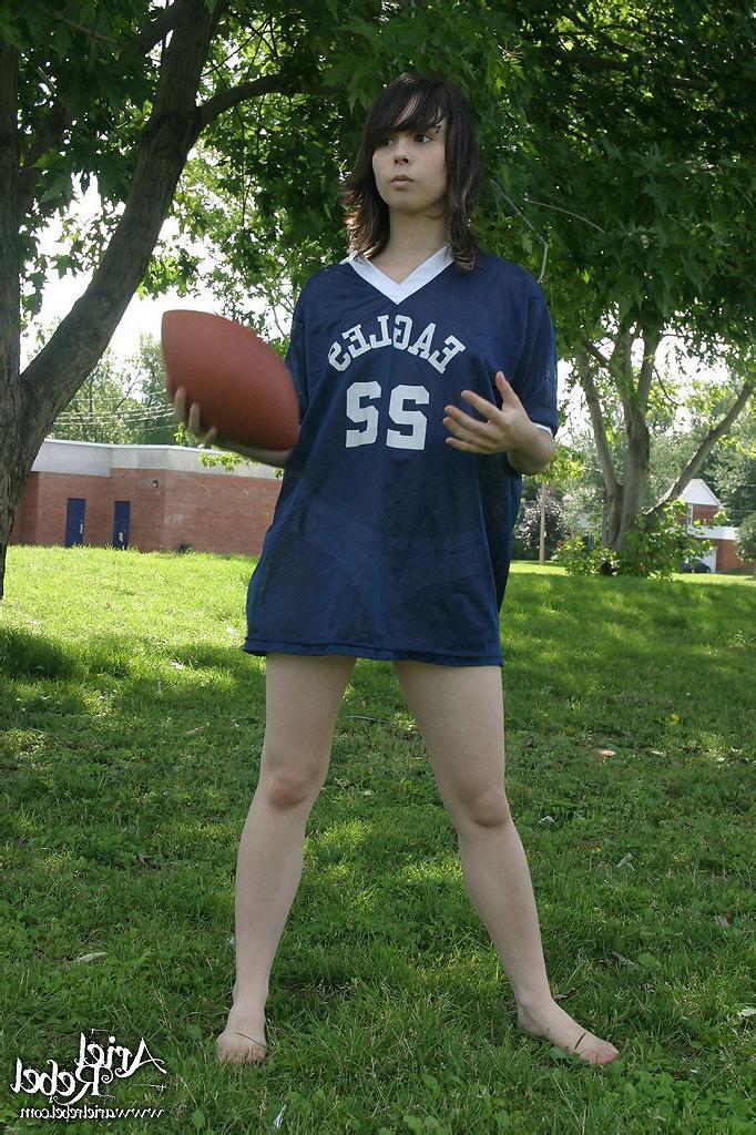 15P Sexy teen model in football jersey