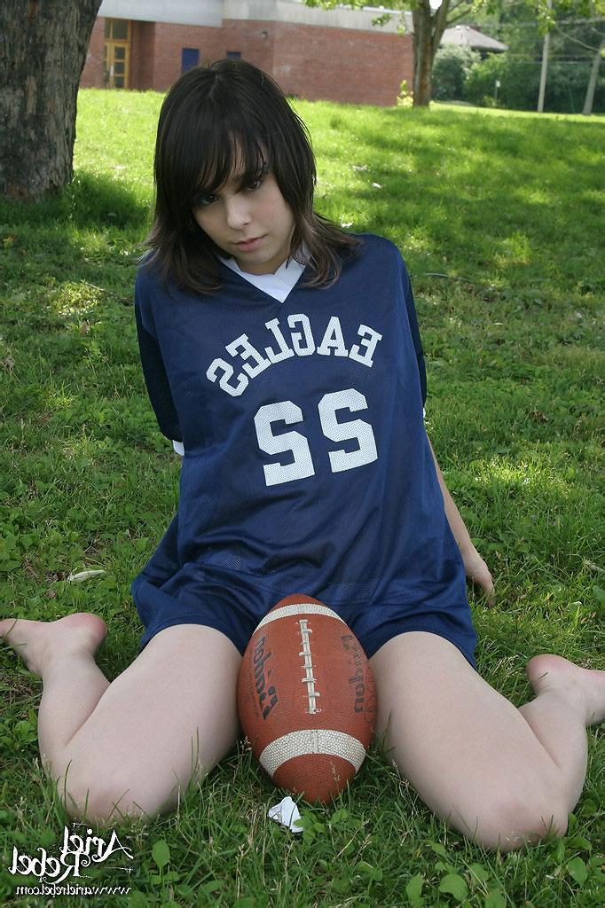 15P Sexy teen model in football jersey