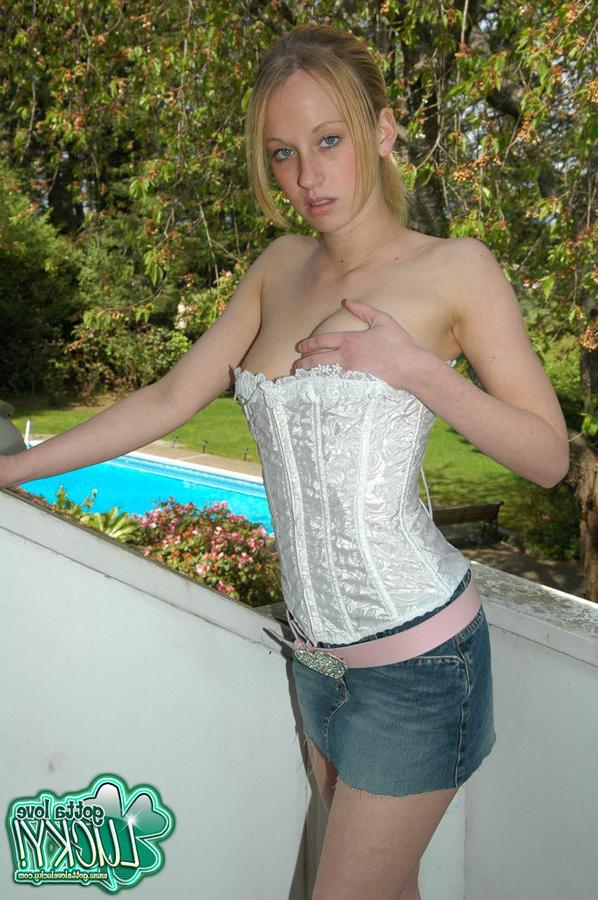 12P Luckys taking off her corset for the neighbors to see