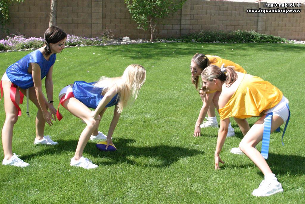 13P Jordan Capri and her girlfriends playing flag football in panties!