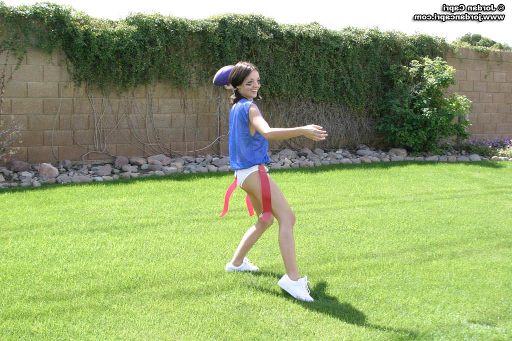 13P Jordan Capri and her girlfriends playing flag football in panties!