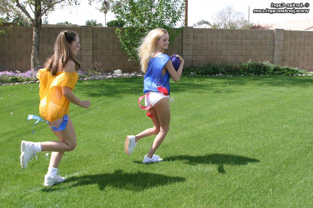13P Jordan Capri and her girlfriends playing flag football in panties!