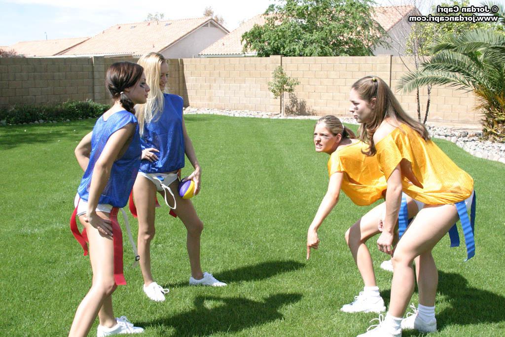 13P Jordan Capri and her girlfriends playing flag football in panties!