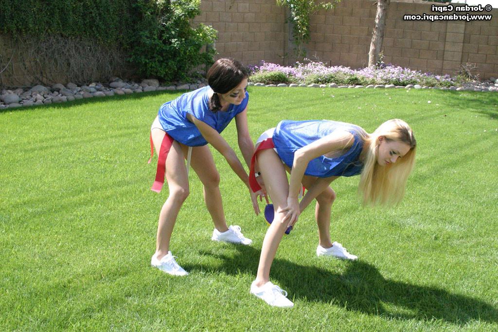 13P Jordan Capri and her girlfriends playing flag football in panties!