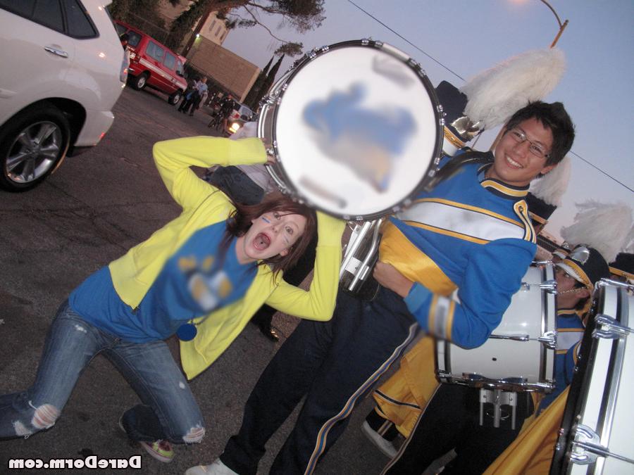 4P Check out these hot fucking college babe show her tits at a football game then g