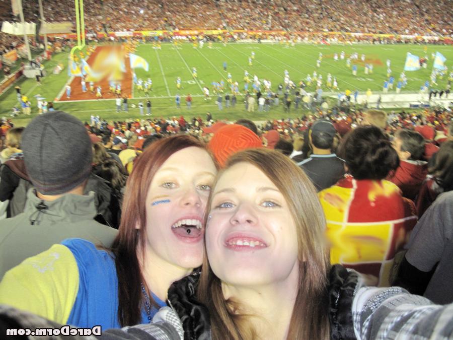 4P Check out these hot fucking college babe show her tits at a football game then g