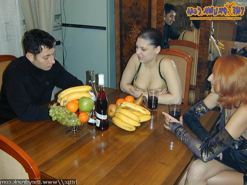 16P Two drunk Goth lesbians and man in hot orgy action