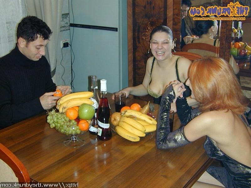 16P Two drunk Goth lesbians and man in hot orgy action