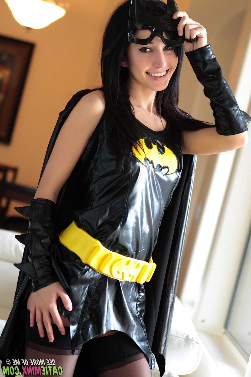15P Batgirl Cosplay Catie Minx Flips The Finger And Flashes Pussy