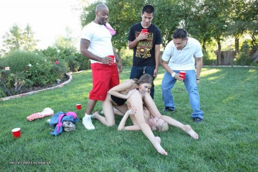 9P College backyard party turns in to lesbian sex party