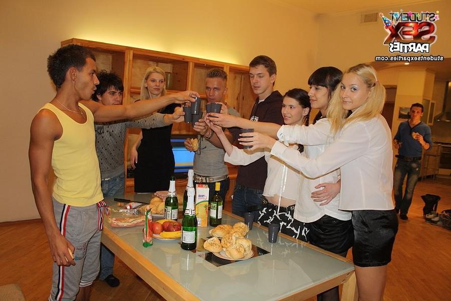 5P Drunk group sex with a sexy brunette